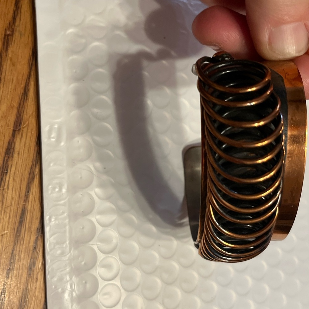 Vintage Signed Renoir Copper Shadow Coil Cuff Bracelet MCM Modernist - Picture 4 of 8